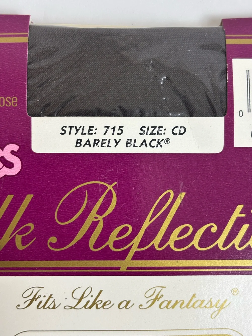 Hanes Vintage Silk Reflections Silky Sheer Sandalfoot Barely Black Size CD